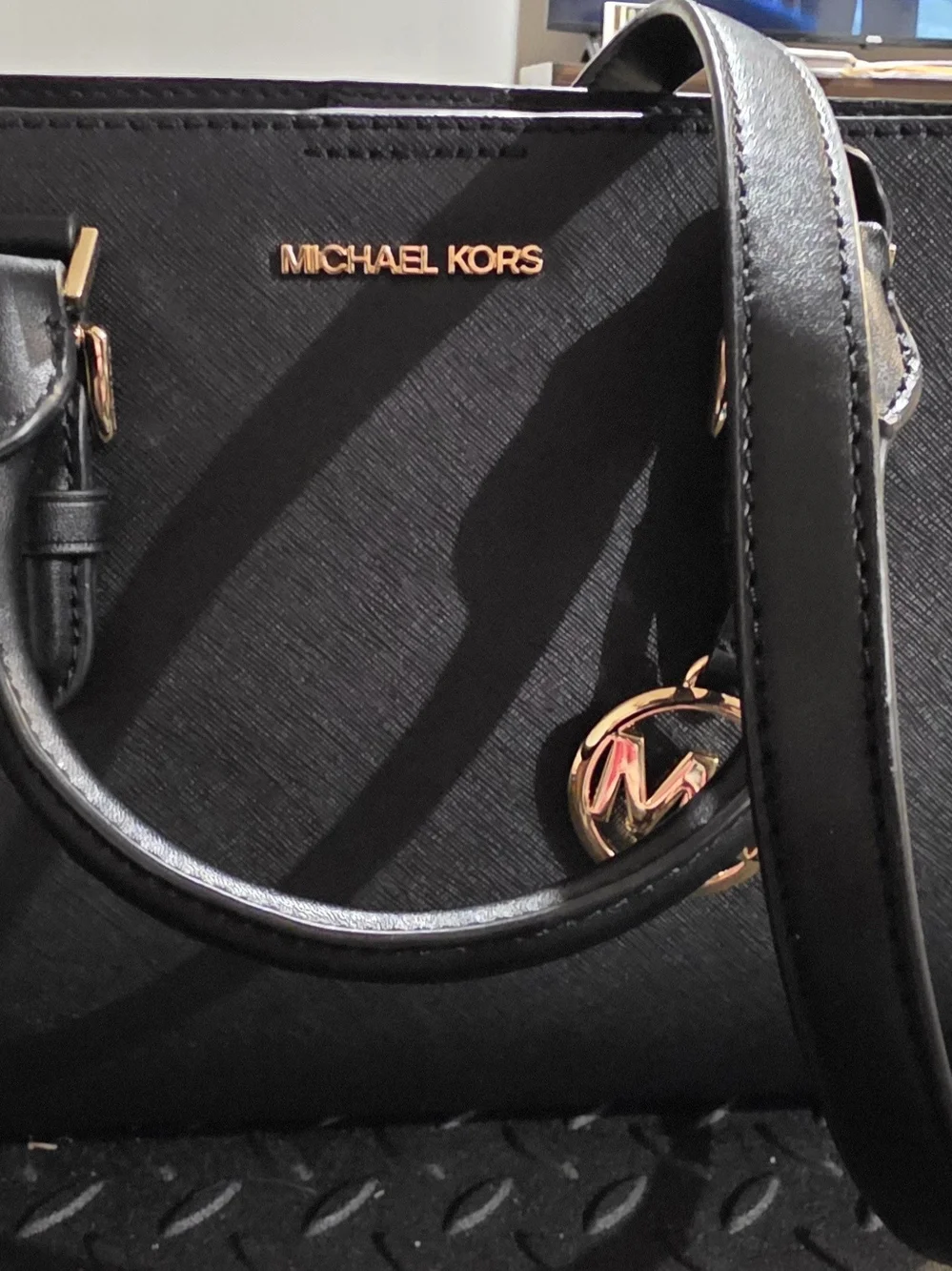 NWOT Michael Kors Black Saffiano Leather Tote with Gold Hardware
